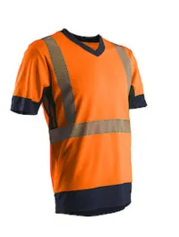 KOMO tricou cu mâneci scurte, orange hi-viz / bleumarin 3XL