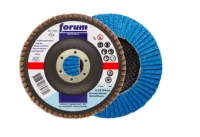 Disc lamelar pentru inox, aluminiu, neferoase 125mm, gran. 80, curbat 12 °, corindon zirconu, FORUM