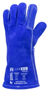EUROWELD 360 Mănuși piele de vacă albastră reinf. Palma/M10