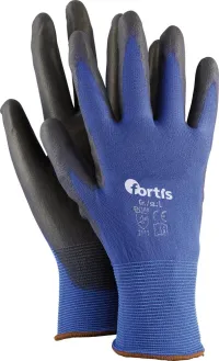Manusi de protectie din nylon cu strat de poliuretan, marimea 10, FITTER SECOND SKIN, negru-albastru, FORTIS