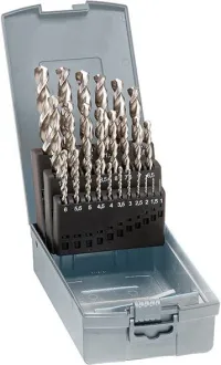 Set burghie elicoidale HSS-Co5, tip INOX, Ø 1-10.5mm, increment 0.5mm + K.B.*, 25 buc, DIN338, GUHRING