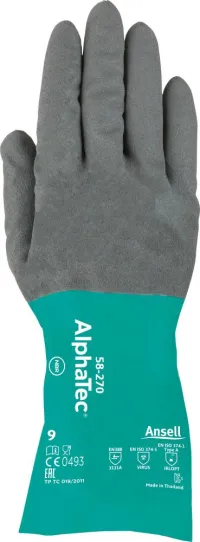Handsch.AlphaTec 58-270, Gr. 7, schwarz/grün