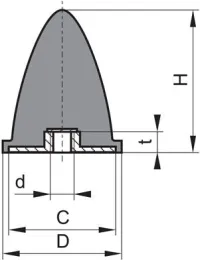 Tampon cauciuc-metal parabolic tip E D10xH10 M4 NR57