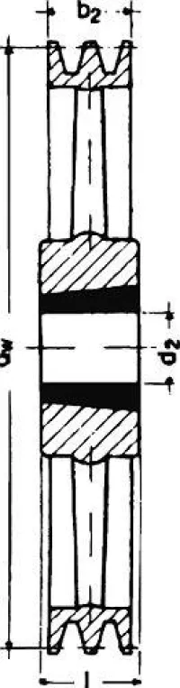Scripete cu caneluri în V SPB/17, 2 caneluri, 250 mm, bucșă conică 2517