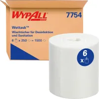 Șervețele de curățare WypAll® Wettask pentru dezinfectant, 250 șervețele albe pe rolă