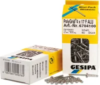 Mini-Pack nituri oarbe PolyGrip® Al/otel, cap plat rotund, 3.2x8mm, 100 buc, GESIPA