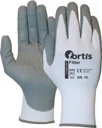 Manusi de protectie din material textil cu strat de nitril, marimea 10, SPUMA FITTER, alb/gri, FORTIS 