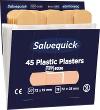 Kit reumplere dispenser leucoplast, plasturi, 6 x 45 buc, Salvequick 6036, suport plastic, CEDERROTH