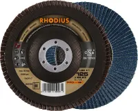 Disc lamelar pentru oteluri tratate, 125mm, curbat, gran.80, zirconu-corindon, PROLINE, Rhodius