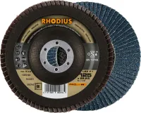 Disc lamelar pentru oteluri tratate, 125mm, curbat, gran.60, zirconu-corindon, PROLINE, RHODIUS