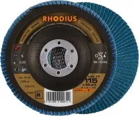 Disc lamelar pentru otel, inox, 115mm, curbat, gran.80, zirconu-corindon, ALPHALINE, RHODIUS