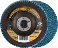 Disc lamelar pentru otel, inox, 125mm, curbat, gran.40, zirconu-corindon, ALPHALINE, RHODIUS