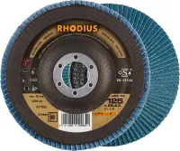 Disc lamelar pentru otel, inox, 125mm, curbat, gran.80, zirconu-corindon, ALPHALINE, RHODIUS