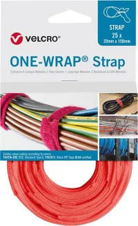 Legături de cablu VELCRO One Wrap Strap 20 x 200 mm, portocaliu, 25 buc