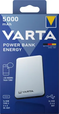 Baterie externa Power Bank Energy, 3.7V, 5000 mAh, 4 porturi, VARTA