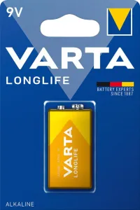 Baterie LONGLIFE E 9V, E-block, ambalata individual, VARTA