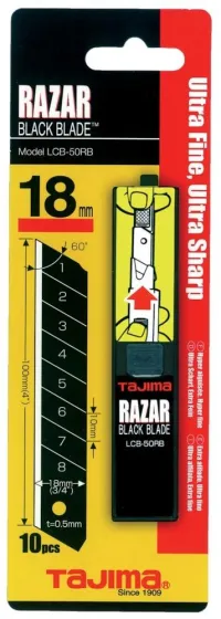 Lama pentru cutit RAZAR BLACK BLADE™, 18mm, 10 bucati, TAJIMA