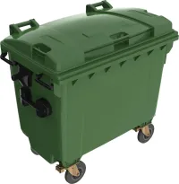 Recipient de gunoi 660 l plastic capac plat verde