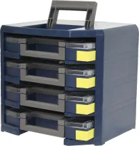 Dulap de transport HandyBoxxserpolipropilenă cu 4 cutii de sortiment albastru raaco