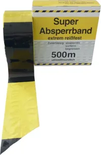 Bandă barieră 500 m rulou galben/negru blocat