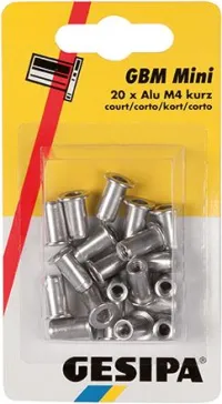 Mini-Pack nit piulita filetata, Al-Mg, M4, 0.25-3mm grosime, 20 buc, GESIPA