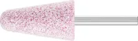 Piatra de slefuit forma conica, corindon rosu AR, duritate 0, coada 6mm, 25x45mm, gran.30, PFERD