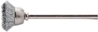 Perie de sarma din inox V2A, tip oala, cu coada 3mm, diam.15mm, sarma 0,1mm ondulata, Lessmann