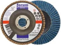 Disc lamelar pentru inox si otel, 115mm, gran. 40, drept, corindon zirconu, FORUM