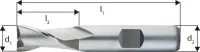 Freza cilindro-frontala HSS Co8%, scurta, 2 taisuri, 1.00mm, DIN327D, FORUM