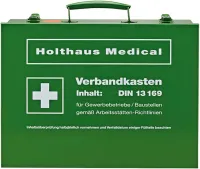 Trusa de prim ajutor, DIN 13169-E, No. 63169, cutie din tabla de otel, verde, HOLTHAUS MEDICAL