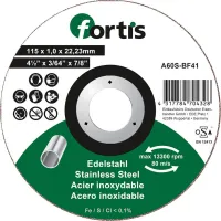 Disc de bit pentru inox 115x1,0mm, drept, Fortis