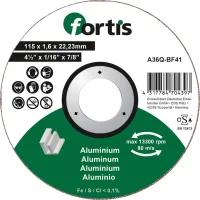 Disc de bit pentru aluminium, nemetale, 115x1,6mm, drept, Fortis