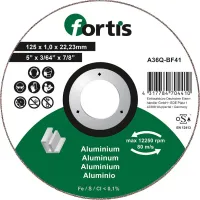 Disc de bit pentru aluminium, nemetale, 125x1,0mm, drept, Fortis