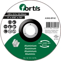 Disc de bit pentru aluminium, nemetale, 125x2,5mm, curbat, Fortis